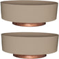 The HC Companies 8 Inch Round Plastic Succulent Capri Bowl Decorative Indoor Flower Succulent Planter Pot with Drain Plug Hole, Artisan Taupe with Copper Bottom Color (2 Pack)