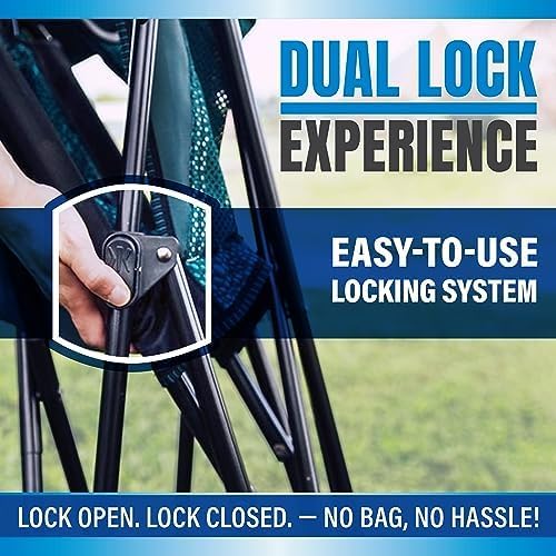 Kijaro Dual Lock Portable Camping Chair - Versatile Folding Sports and Outdoor Chair for Lawn - Locks Position - Ionian Turquoise