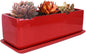 Vencer 14 Inch Rectangular Modern Minimalist Ceramic Succulent Planter Pot - Window Box with Saucer,Office Desktop Potted Stand,Red,VF-0173R