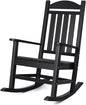 Devoko HDPE Rocking Chair Plastic Outdoor Indoor Patio Rocker Chair High Back All Weather Rocker for Patio Backyard Porch Garden (Black)