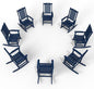 Oversized Rocking Chair Set of 8, Outdoor Rocking Chair for Adults, All Weather Resistant Porch Rocker for Lawn Garden, Navy Blue