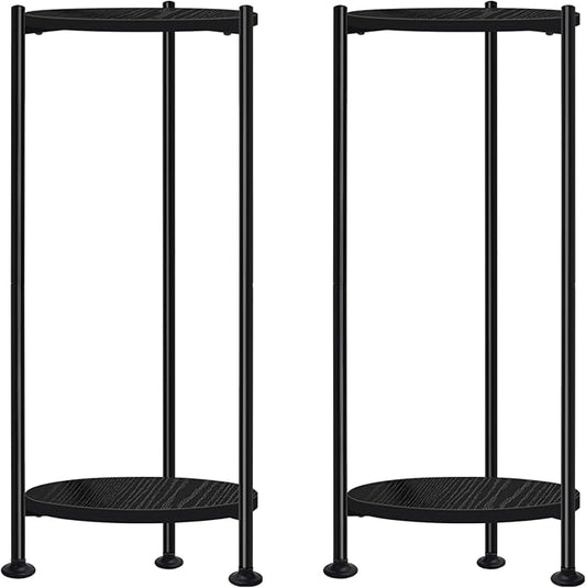 2-Pack Plant Stand Indoor Outdoor, 30'' Tall Plant Stands for Indoor Plants, Heavy Duty Indoor Plant Shelf, 2 Tier Display Rack for Living Room, Balcony, Deck, Black