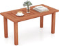 Tangkula Outdoor Coffee Table, 35.5” Patio Table with Slatted Tabletop, Rectangular Wooden Center Table Indoor Outdoor for Balcony, Poolside, Garden, Living Room, Natural