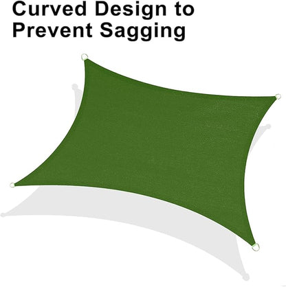 LOVE STORY Custom Size 5'x9' Piquant Green Sun Shade Sail Rectangle UV Block Canopy Patio Sail Sunshades Fabric for Outdoor Garden Carport (We Make Custom Size)