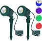 Spotlight Outdoor – 120V Plug-In, 6500K Cool White LED Landscape Lighting with RGB Purple 4 Color Lenses for Yard, Garden, Lawn & Tree Decor on Holidays&Everyday, IP67 Waterproof (2 Pack,Green)