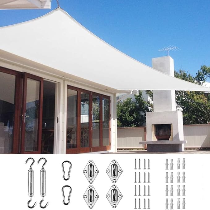 Quictent 20x16ft Rectangular Sun Shade Sail 185G HDPE Canopy 98% UV Block Outdoor Patio Garden Commercial Deck with Hardware Kit (White)