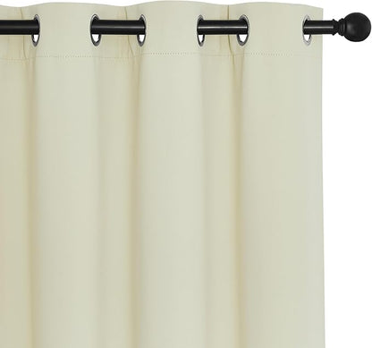 NICETOWN Blackout Curtains 72 inches Long, Grommet Privacy Window Treatment Thermal Insulated Room Darkening Sliding Glass Door Drape for Bedroom Living Room, 1 Panel, W100 x L72, Beige