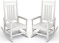 KINGYES HDPE Patio Rocking Chair Set of 2, Outdoor Rocking Chairs Porch Rocker for Adults, White
