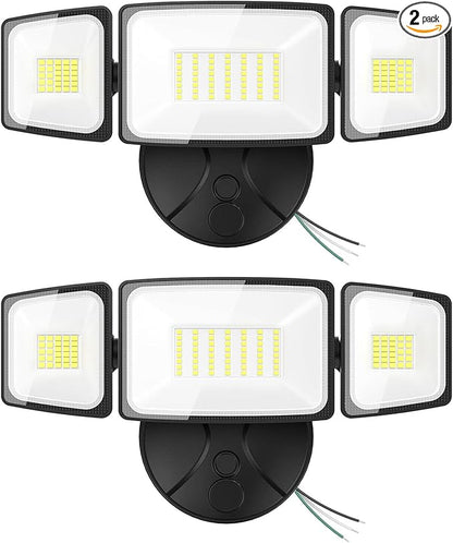 Onforu 2 Pack 75W Flood Lights Outdoor, 7000LM LED Flood Lighting Outdoor Switch Controlled, IP65 Waterproof Exterior Floodlight Fixture with 3 Adjustable Heads, 6500K Security Light for Garage Yard