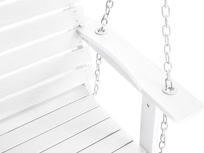 Poly Lumber 2-Seat Porch Swing, HIPS 4.5-Feet Bench Swing with Foldable Cup Holders,18/8 Stainless Steel Hardware, High Backrest and Deep Contoured Seat (Snow White, 4.5-feet)