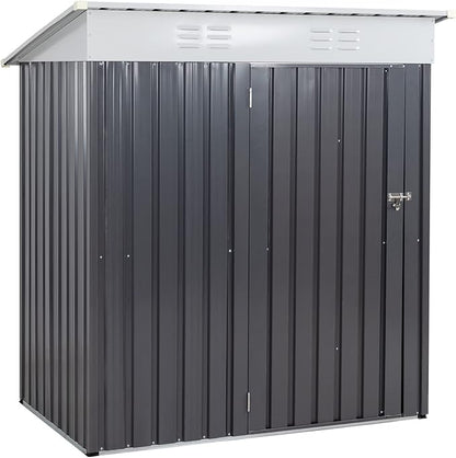 Vongrasig Outdoor Storage Shed, 6 x 4 FT Outside Metal Garden Shed with Window and Lockable Door, Waterproof Tool Shed for Backyard Patio, Lawn and Garden (Dark Gray)