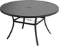 VICLLAX 63" Outdoor Round Patio Table with Umbrella Hole, All Weather Metal Round Outdoor Dining Table for Lawn Garden, 8-10 Person Table, Black