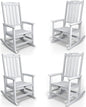 Oversized Rocking Chair Set of 4, Outdoor Rocking Chair for Adults, All Weather Resistant Porch Rocker for Lawn Garden, White