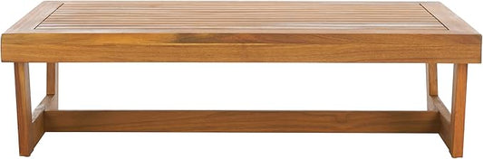 SAFAVIEH Outdoor Patio Furniture Collection Lynn Natural Brown Slatted Top Solid Wood Coffee Table (PAT7330A)