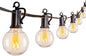 Outdoor String Light 55Feet G40 Globe Patio Lights with 52 Edison Glass Bulbs(2 Spare), Waterproof Connectable Hanging Christmas Lights for Backyard Porch Balcony Party Xmas Decor, E12 Socket, Black