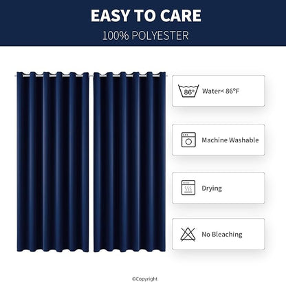 Water Proof Outside Curtains with Grommet Top for Porch, W84 x L95 Thermal Insulated Washable Light Block Outdoor Divider Drapes for Patio Gazebo Deck Pool Area Pergola Cabana (Navy)