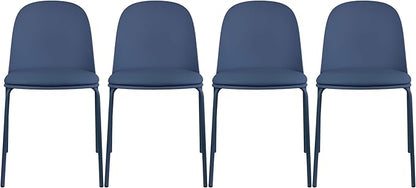 2xhome Parent Modern Stackable Armless Dining Chair | Plastic Shell Seat with Metal Legs | Indoor or Outdoor Use | Home Kitchen Patio (4, Blue, Padded Seat)