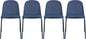 2xhome Parent Modern Stackable Armless Dining Chair | Plastic Shell Seat with Metal Legs | Indoor or Outdoor Use | Home Kitchen Patio (4, Blue, Padded Seat)