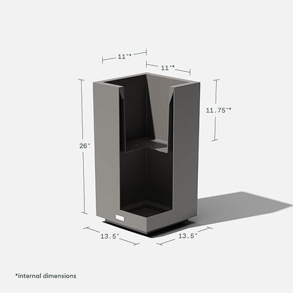 Veradek Block Series Pedestal Planter - Tall Planter for Indoor or Outdoor Front Porch | All-Weather Use with Removable Insert Bucket | Modern Décor for Flowers, Tall Trees, Faux Plants