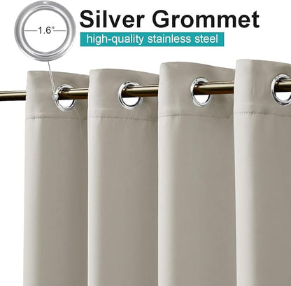 NICETOWN Patio Curtain for Outdoor Waterproof 120" Long, Stainless Grommet Thermal Insulated Sun Blocking Outdoor Drape for Balcony, UV Protection Outside Privacy Blind, 52" Wide, Natural, 1 Panel