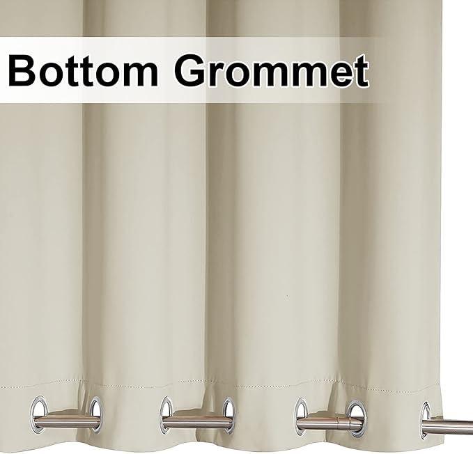 NICETOWN Outdoor Curtain Extra Wide for Patio Waterproof & Windproof, Rustproof Top and Bottom Grommet Thermal Insulated Drape Public Divider for Porch/Cabana, Beige, 1 PC, W100 x L84