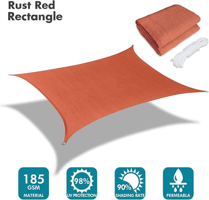 KANAGAWA 7'X10' Rust Red Custom Size Sun Shade Sail Rectangle UV Block Canopy Cover for Patio Backyard Lawn Garden Outdoor (Customized Available)