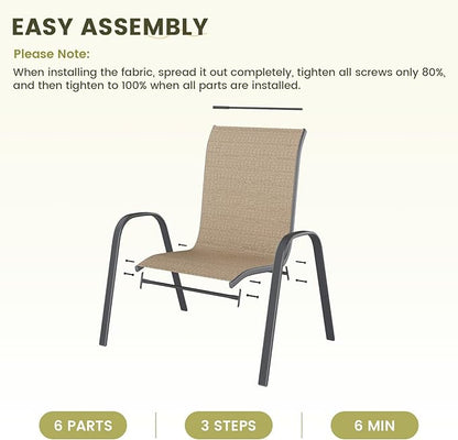 UDPATIO Patio Chairs Set of 8, Stackable Outdoor Dining Chairs with High Back, Breathable Textilene Fabric Outdoor Chair All Weather, 350LBS Capacity for Garden, Backyard (Brown)