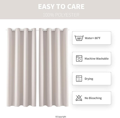 DIVA EN CAMINO DEC Outdoor Patio Curtain Waterproof Darkening Thermal Insulated Indoor Curtains for Bedroom, Porch, Living Room, Pergola, Cabana, W52 x L72, Cream, Set of 2 Panels