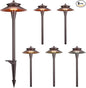 LEONLITE 5CCT Low Voltage Pathway Lights, 12-24V LED Landscape Path Light, 1800/2700/3000/4000/5000K, Double Layer, CRI90, IP65 Waterproof Landscape Lighting, Aluminum, Oil Rubbed Bronze, Pack of 6