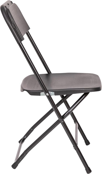 Flash Furniture Hercules Series Big & Tall Stackable Plastic Folding Chairs, Extra Wide Commercial Event Seats, Set of 4, Black