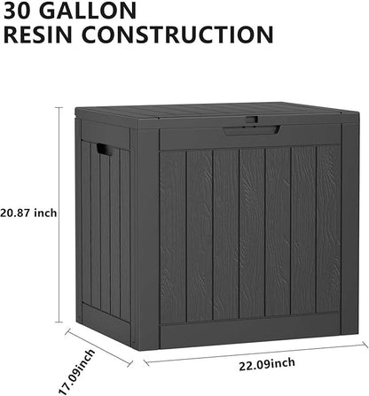 Outdoor Storage Box, 30 Gallon Waterproof Lockable Resin Deck Box for Patio, Garden & Storage, Easy Assembly Indoor & Outdoor Use, Black