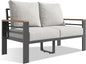 Aoxun Aluminum Patio Furniture Set 2 Seats, Oversized Outdoor Sectional with Washable Thick Cushions, Coffee Table and Waterproof Cover, Patio Conversation Sets for Porch, Balcony, Deck