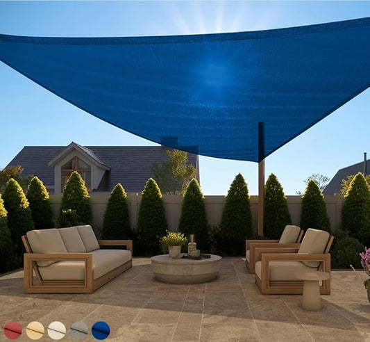 GORILLA GRIP Heavy Duty Sun Shade, UV Protection Fade Tear and Rust Resistant Rectangle Sunshade Canopy, Curved Edges Blocks Sunlight, Breathable Sail, Outdoor Patio, Lawn Garden, 16x16x16, Blue
