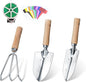 Garden Tool Set, 3 Pieces Gardening Kit with Garden Plant Twist Tie and Plastic Plant Tag, Stainless Steel Heavy Duty Garden Tools with Wooden Handle, Gardening Gifts for Women