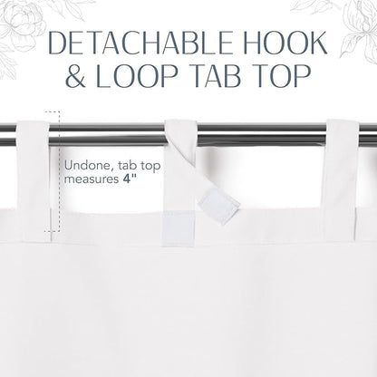 Elrene Home Fashions Matine Weatherproof Tab-Top Indoor/Outdoor Solid Color Curtain Panel for Porch, Pergola, Patio, Deck, 52”W x 84”L, White