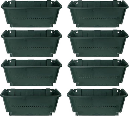 Self-Watering Wall Mounted Planter Set, Indoor and Outdoor Vertical Planter, Stackable Wall Mounted, for Balcony Decoration (Blackish Green 8 Pack)
