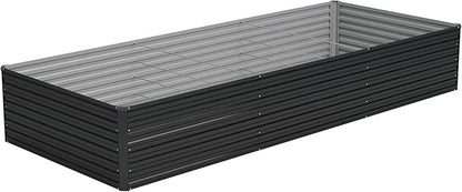Vengarus 12x4x2FT Galvanized Raised Garden Bed Kit, Large Rectangle Elevated Planter for Vegetables, Flowers, Herbs and Succulents - 718 Gallon Capacity, Black