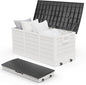 VINGLI 75 Gallon Collapsible Outdoor Storage Box, Simple-to-assemble Plastic Storage Containers with Lid, Patio Deck Box Furniture for Garden, Pool, Balcony, Yard (White)