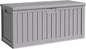 Flamaker Resin Deck Box 250 Gallon, Waterproof Imitation-Wood Lockable Storage Box with Separator Plate Outdoor Indoor, Garden, Patio Furniture for Tools&Pool Accessories (Gray)