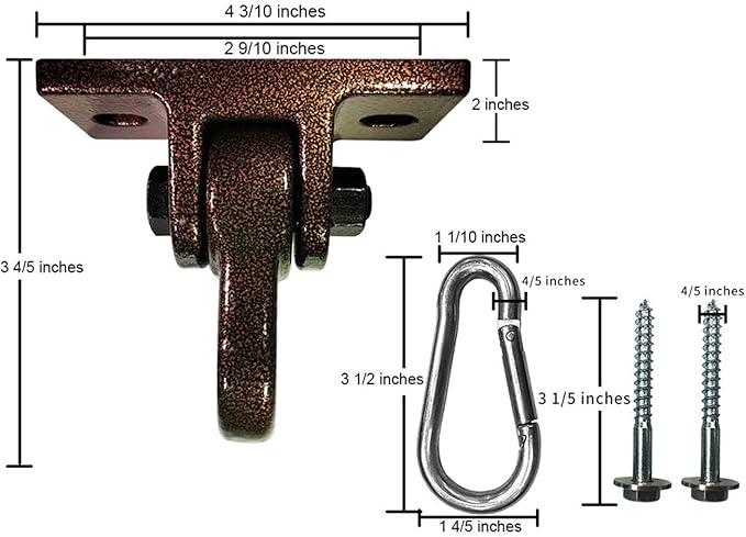 Heavy Duty Bronze Swing Hangers Screws Bolts Included Over 5000 lb Capacity Playground Porch Yoga Seat Trapeze Wooden Sets Indoor Outdoor (4 Pack)