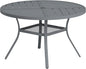 VICLLAX Round Patio Table with Adjustable Umbrella Hole for 6, All Weather Metal Outdoor Dining Table for Lawn Garden, 47.2" Outdoor Coffee Table, Grey Tabletop