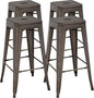 FDW Metal Bar Stools Set of 4 Counter Height Bar Stools 24 Inches Industrial Bar Chairs Patio Stool Stackable Backless Stool Indoor Outdoor Metal Kitchen Stools Bar Chairs (Bronze, 30")