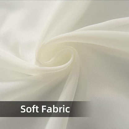 SpaceDresser Waterproof Outdoor Sheer Curtains for Patio - 2 Panels Rod Pocket Indoor Voile Sheer Curtain for Living Room,52W x 108L inch, Ivory