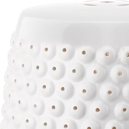 Safavieh Castle Gardens Collection Stella Nail Head White Glazed Ceramic Garden Stool