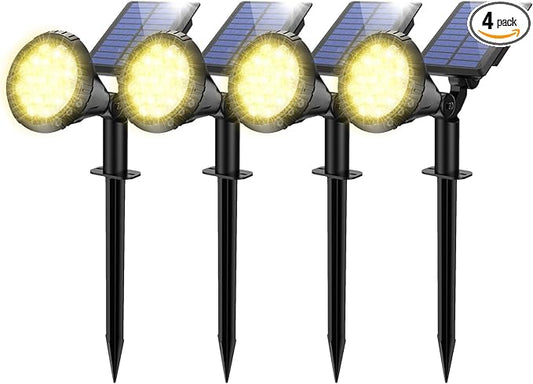 Solar Spot Lights for Outside, 21 LED Outdoor Solar Lights for Yard, 4 Pack Solar Spotlights Waterproof Auto On/Off for Landscape, Wall, Garden, Pool, Tree, Pathway and Driveway(Warm White)