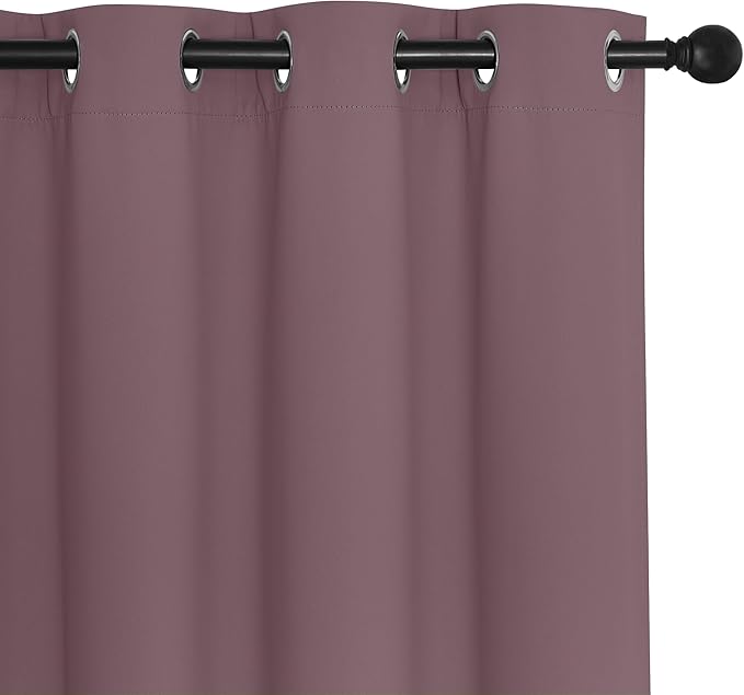 NICETOWN Blackout Curtains & Drapes - Privacy Thermal Efficiency Backdrop Curtains for Bedroom Room Divider Living Room Patio Sliding Glass Door, Wide 80 x Long 144 inch, Dry Rose, 1 Panel