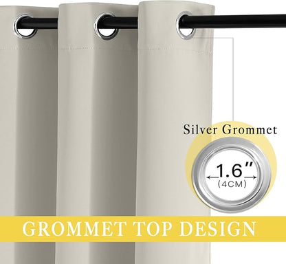 NICETOWN Blackout Patio Curtains 100 x 144 Inches Long for Sliding Door Extral Wide Blackout Curtain Panels Thermal Insulated Room Divider - Grommet Top, 100" W x 144" L, 1 Panel, Natural