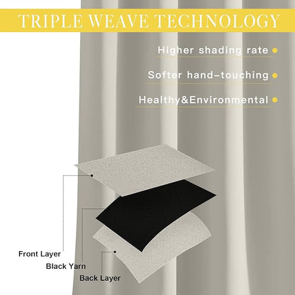 NICETOWN Room Divider Curtain for Bedroom, Grommet Patio Door Curtain Sound Dampening Thermal Insulated Wide Window Drape for Sliding Door (Natural, W80 x L84, 1 Panel)