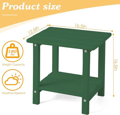 Adirondack Outdoor Side Table, 2-Tier Sturdy Patio End Table Weather Resistant, 16.5" Solid Side Table for Patio, Pool, Porch