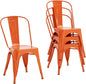 Nazhura Metal Dining Chair Farmhouse Tolix Style for Kitchen Dining Room Café Restaurant Bistro Patio, 18 Inch, Stackable, Waterproof Indoor/Outdoor (Sets of 4) (Orange, Steel Seat)